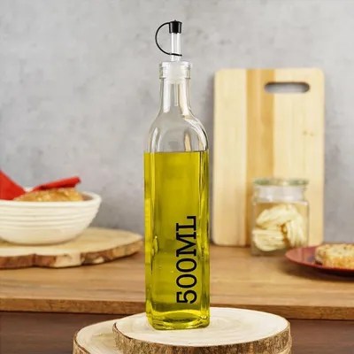 Produktbild von Excellent Houseware Öl-/Essig-Servierset, Glas/Edelstahl, 6x26 cm, 500 ml, transparent