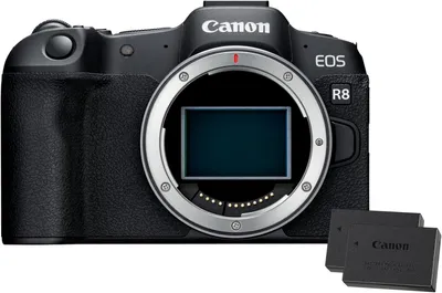 Produktbild von Canon EOS R8 Systemkamera Spiegellose Vollformat Kamera Digitalkamera, 4k Videokamera, 2X Batterien