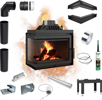 Produktbild von Kamineinsatz Gusseisen KRATKI SIMPLE links 8 kW Ø 200