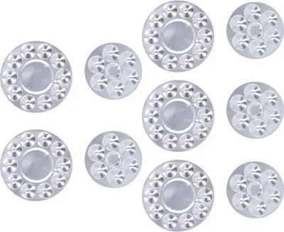 Image de 10 bacs à peinture métalliques ronds, 10 cuvettes, 6 palettes en alliage d'aluminium