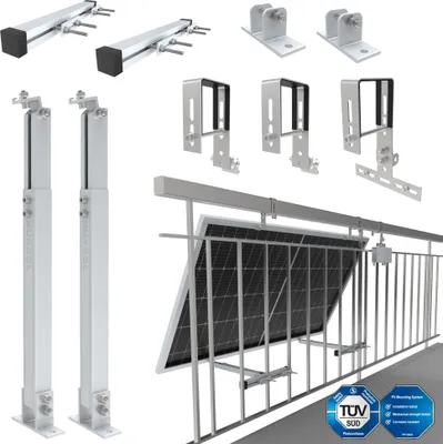Produktbild von NuaSol wspornik do elektrowni balkonowej Systemy montażu solarnego i fotowoltaicznego Mocowanie balustrady 1 moduł solarny Fotowoltaika