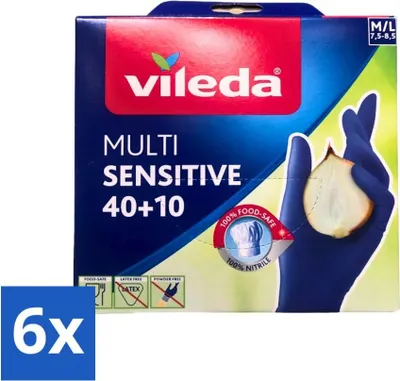 Obrázok produktu pre Multi-citlivé nitrilové rukavice Vileda - veľkosť M/L - 50 párov - hodnotné balenie - 6 kusov