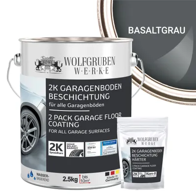 Produktbild von 2K Garagenbodenbeschichtung Garagenfarbe Garagenbodenfarbe Epoxidharz Bodenbeschichtung für Garage Werkstatt Keller - Basaltgrau l 2,5kg