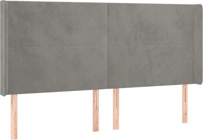 Produktbild von vidaXL Kopfteil mit Ohren Hellgrau 203x16x118/128 cm Samt