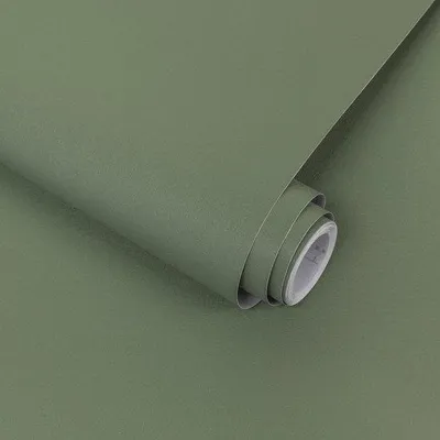 Image de Papier peint adhésif amovible pour chambre et salon - Papier vinyle autocollant - 40 x 300 cm - Vert - Décoration d'intérieur raffinée - Facile à poser - Matériau résistant.