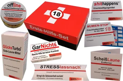 Produktbild von Erste Hilfe Set, Sanikasten zum 18. Geburtstag (7-teilig)