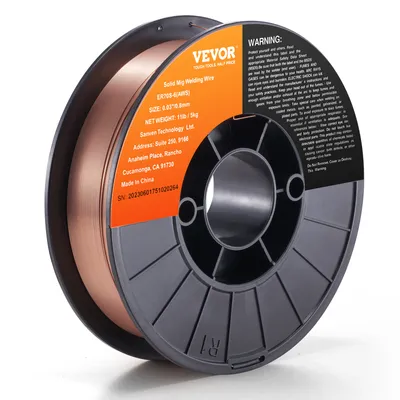 Obrázek produktu pro VEVOR 1 role jádrového drátu ER70S-6 0,8 mm 5 kg Svařovací drát MIG průměr cívky 200 mm Svařovací drát v roli pevnost v tahu 490-670 Mpa Ideální pro svařování uhlíkové oceli