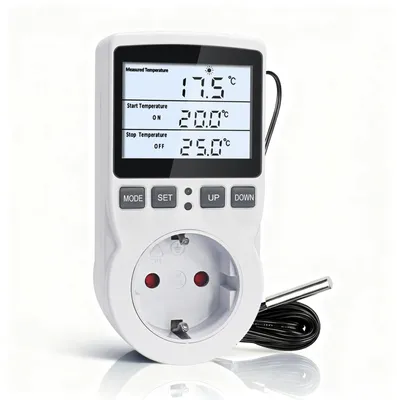 Thermostatsteckdose mit 3-m-Sonde, digital, LCD, 220 V, für Brutmaschine