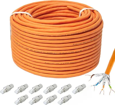 Produktbild von PremiumX 100m CAT 7 Netzwerkkabel Simplex LAN Kabel 10x RJ45 Stecker