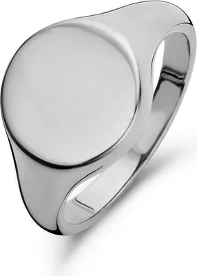 Produktbild von New Bling 9NB-0269-50 Zilveren Ring - Zegelring Rond - maat 50 - Zilverkleurig
