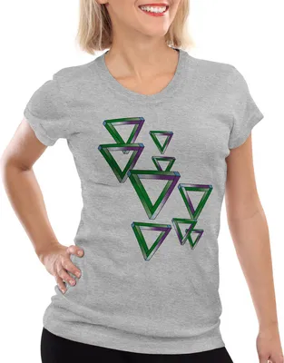 Produktbild von style3 Triangles Damen T-Shirt, Farbe:Grau meliert, Größe:XL