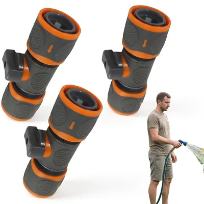 Gartenschlauchanschluss-Set, 3 Stück, mit Ventil, 3/4 Zoll, Schnellkupplung