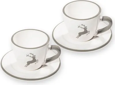 Produktbild von Gmundner Keramik Grauer Hirsch Espresso für 2