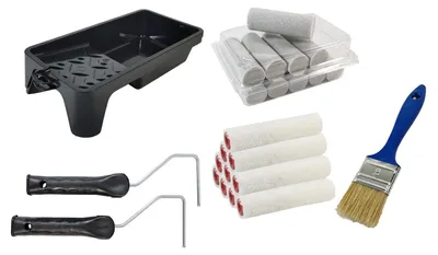 Immagine prodotto di Set professionale di rulli per pittura Rullo per pittura Vassoio per pittura Staffa a innesto Rullo per pelliccia Spazzole 25 pz