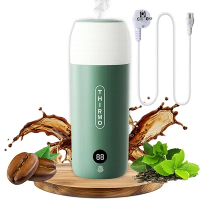Reise-Wasserkocher 450 ml, 5 Temperaturen, Edelstahl, LED, Grün
