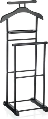 Produktbild von Herrendiener MEDINA, Schwarz - Kleiderständer mit Hosenbügel und Sakkohalter, Stummer Diener mit Ablage für Schmuck oder Uhren, Kleiderablage Schlafzimmer, MDF/Metall