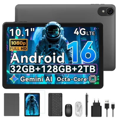 Produktbild von W80 10.1" 120Hz Tablet, 32+128GB/2TB, Android 16, 4G SIM+5G WIFI, Gemini AI 4.0, Widevine L1, 6000mAh, OTG, mit Tastatur/Maus/Stift/Schutzhülle Set