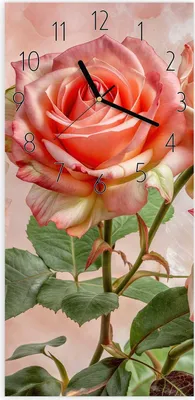 Produktbild von Wanduhr aus Glas mit Motiv Rosen Bouquet- 30 x 60 cm - inkl. Aufhängesystem