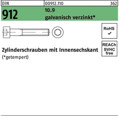Produktbild von Reyher  Zylinderschrauben DIN 912 10.9 M 8x110 Zn A2F (100 Stück)