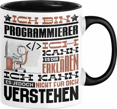 Produktbild von Programmierer Geschenk Tasse Geschenkidee für Programmierer Geburtstag Lustiger Spruch Ich Bin Programmierer Ich Kann Es Dir Erklären Aber Nicht Für Dich Verstehen (Schwarz)