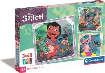 Zdjęcie produktu dla Clementoni Puzzle 3X48 Super Kolor Stitch: Ukadanki Dla Dzieci, Nauka Przez Zabaw