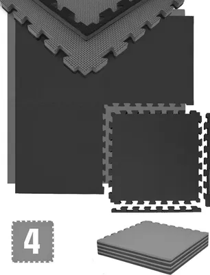 Produktbild von 2 cm Dick: 1m² Bodenschutz Fitnessmatte - 4 Sportmatten 50 x 50 cm