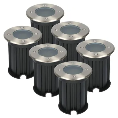 Image de HOFTRONIC - Spots au sol LED 6x GU10 Dimmable IP67 Inox Ø12cm rond