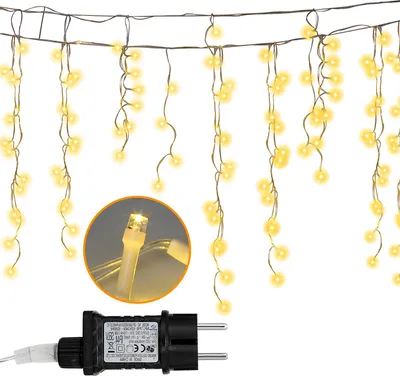 Zdjęcie produktu dla Jopassy 20m LED lodowy deszcz wróżki światła zewnętrzne wewnętrzne 600 LED dekoracja LED sopel 8 trybów z wtyczką Boże Narodzenie party ogród IP44 ciepły biały