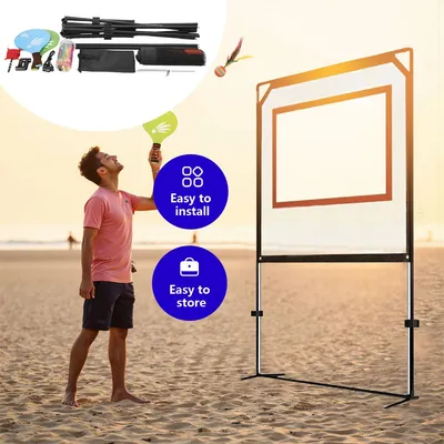 Imagen del producto de Red de bádminton, fabricada en poliéster con revestimiento de PU, dimensiones del marco: 150 cm x 230 cm, diámetro del tubo de hierro: 1,9 cm x 0,06 cm, ligera y portátil
