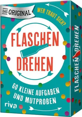 Produktbild von Flaschendrehen: 60 lustige Aufgaben und Mutproben | Das Original. Der Spieleklassiker für alle ab 12 Jahren perfekt für Klassenfahrt, Geburtstag und als Geschenk