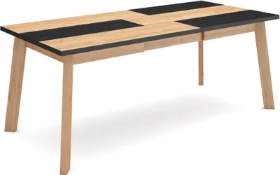 Produktbild von Esszimmertisch, 194x90x75cm, Für 10 Gäste, Hölzerne Beine, Eiche und Schwarz