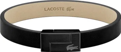 Productafbeelding van Lacoste Traveler, zwarte lederen armband, modelnummer 2040073