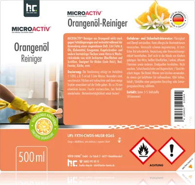 Produktbild von 500 ml Microactiv® Orangenöl Reiniger Konzentrat - Reinigungsmittel stark gegen Fettablagerungen