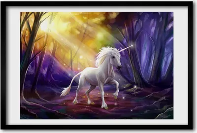 Produktbild von Bild 60x40 MDF-Rahmen, Wandkunst Einhorn