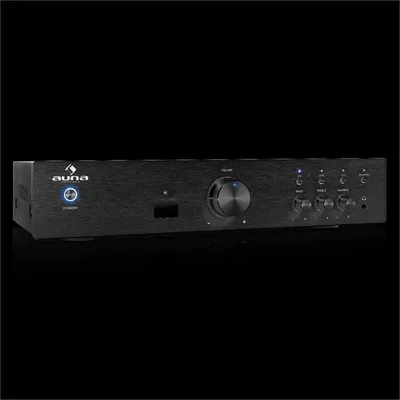 Obrázok produktu pre Auna zosilňovač, HiFi stereo mini zosilňovač, HiFi zosilňovač s ovládaním basov a výšok, 1-kanálový audio zosilňovač, stereo zosilňovač a reproduktor s diaľkovým ovládaním a AUX vstupom, AV prijímač