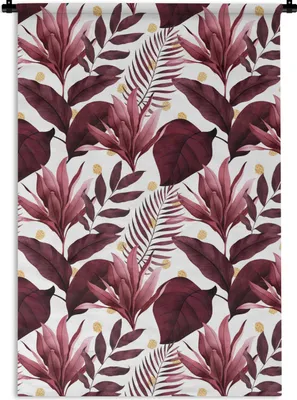 Produktbild von MuchoWow® Wandteppich Wandbehang Tropisch - Blätter - Lila 90x135 cm Tapisserie Dekoration Wandtuch - Baumwolle - Wandskulptur