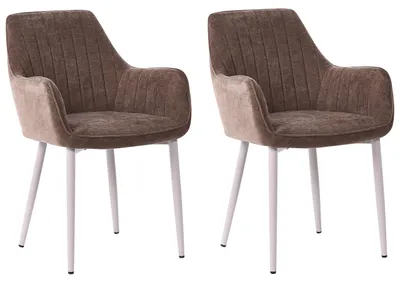 Obrázek produktu pro BELIANI Jídelní židle sada 2 hmědé sametové čalounění moderní retro kuchyně