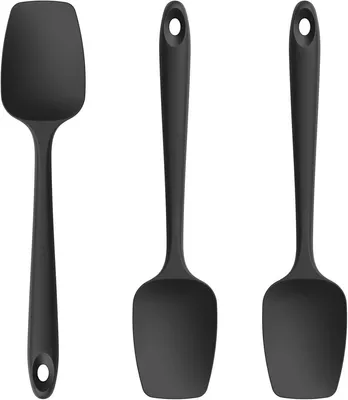 Produktbild von PolkaHome® Silikon-Küchenspatel Set 3-teilig – Hitzebeständig bis 250 °C, BPA-frei, Schwarz