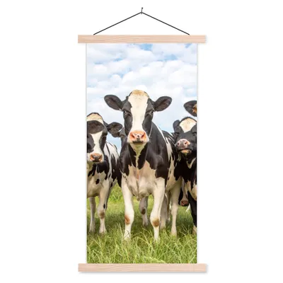 Produktbild von MuchoWow® Textilposter Kühe - Weide - Tiere - Natur - Gras 60x120 cm mit holzfarbenen Rahmen - Holz