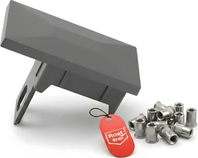 Produktbild von Qualinos Pfostenkappen 60x40 mm mit Sicherungssteg Silber 9006 und Nietmuttern (jeweils 30 Stück) – für Doppelstabmattenzaun