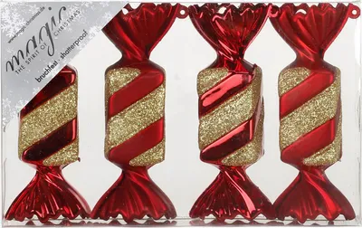 Produktbild von Christbaumschmuck Bonbons 10,5cm Kunststoff 4er Set - Festive Red