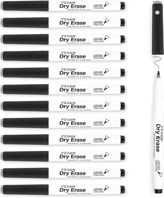 Produktbild von Whiteboard-Marker, magnetische Kappe mit Radierer, 0,7 mm Spitze, trocken abwischbar, für Büro und Zuhause
