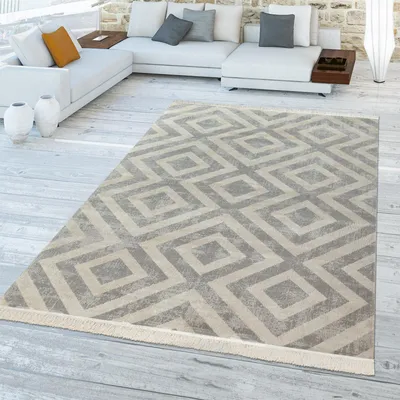 Produktbild von TT Home In-& Outdoorteppich Wetterfest Balkon Teppich Küche Rauten Design Soft Skandi Design Geometrisches Design Größe 60x100 cm