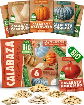 Imagen del producto de ZenGreens® Semillas Eco de Calabaza – Set 6 Variedades de Polinización Libre