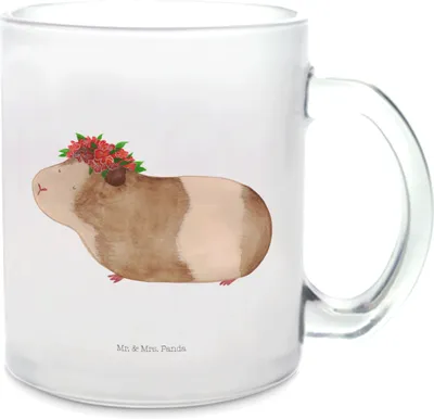 Produktbild von Mr. & Mrs. Panda Teeglas Meerschweinchen Weisheit - Transparent - Geschenk, Blumenkind, Haferl, Spruch, Wunder, Teetasse Glas, Lustige Sprüche, Pott, Motivation