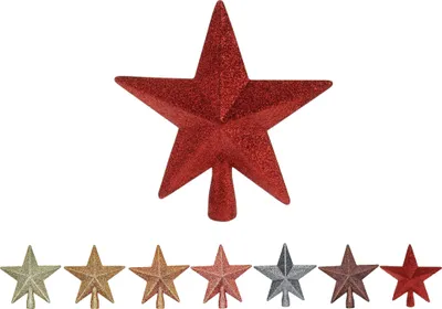 Produktbild von Bambelaa! Glitzernde Weihnachtsbaumspitze Stern Christbaumspitze Weihnachtsdeko Kunststoff ca. 18 cm Rot