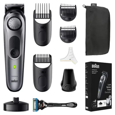 Produktbild von Braun BeardTrimmer 7 BT7420, Waschbar, Akku, Schwarz, Grau