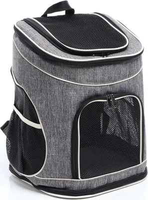 Obrázek produktu pro Batoh pro psy Fudajo 32x27x40 cm pro štěňata, kočky a další domácí zvířata do 6 kg, skládací přepravní taška na cesty, černošedá barva