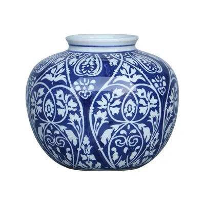 Produktbild von Fine Asianliving Chinesische Vase Blau Weiß Porzellan D23xH20cm Dekorative Vase Blumenvase Orientalische Keramik Vase Dekoration Vase Moderne Tischdekoration Vase
