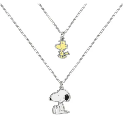 Productafbeelding van Peanuts Halsketting, uni, Snoopy & Woodstock, set van 2, zilverkleurig, standaard